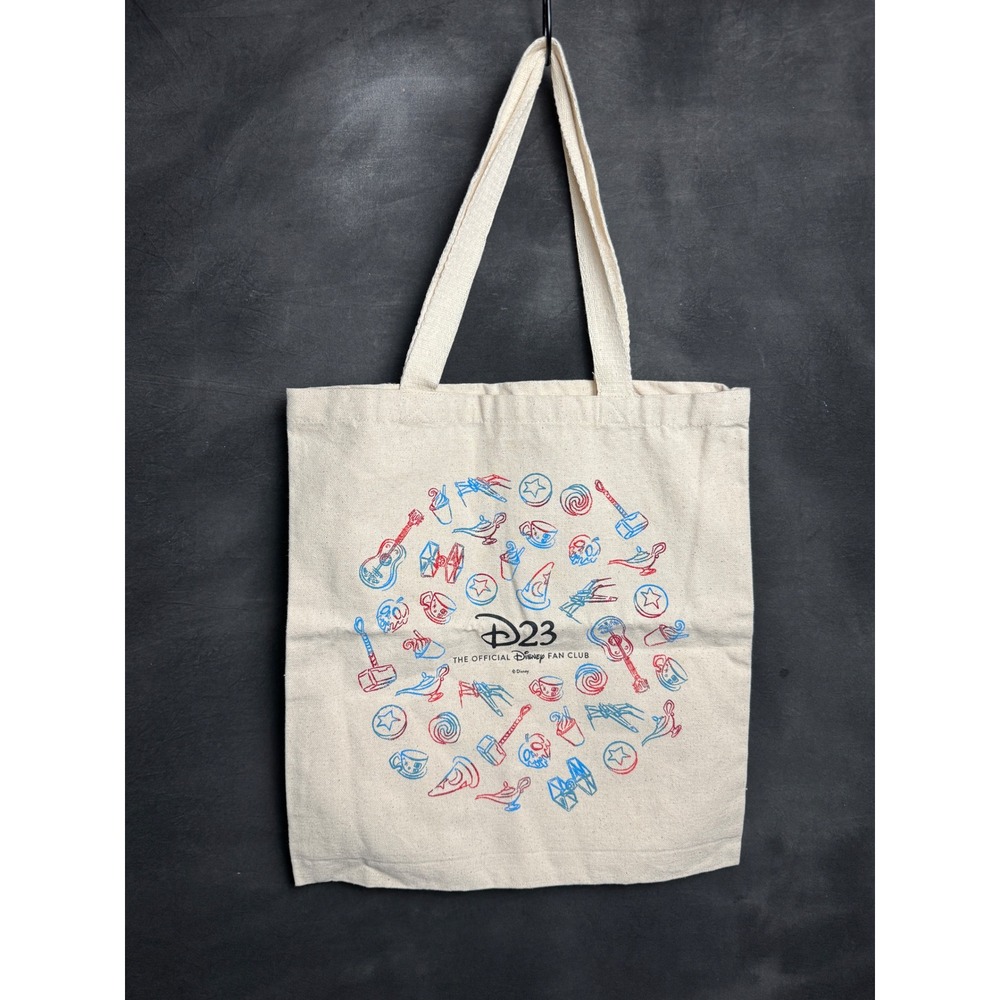 Disney D23 Official Fan Club Tote Bag Cream Canvas Star Wars Marvel Sketch Print